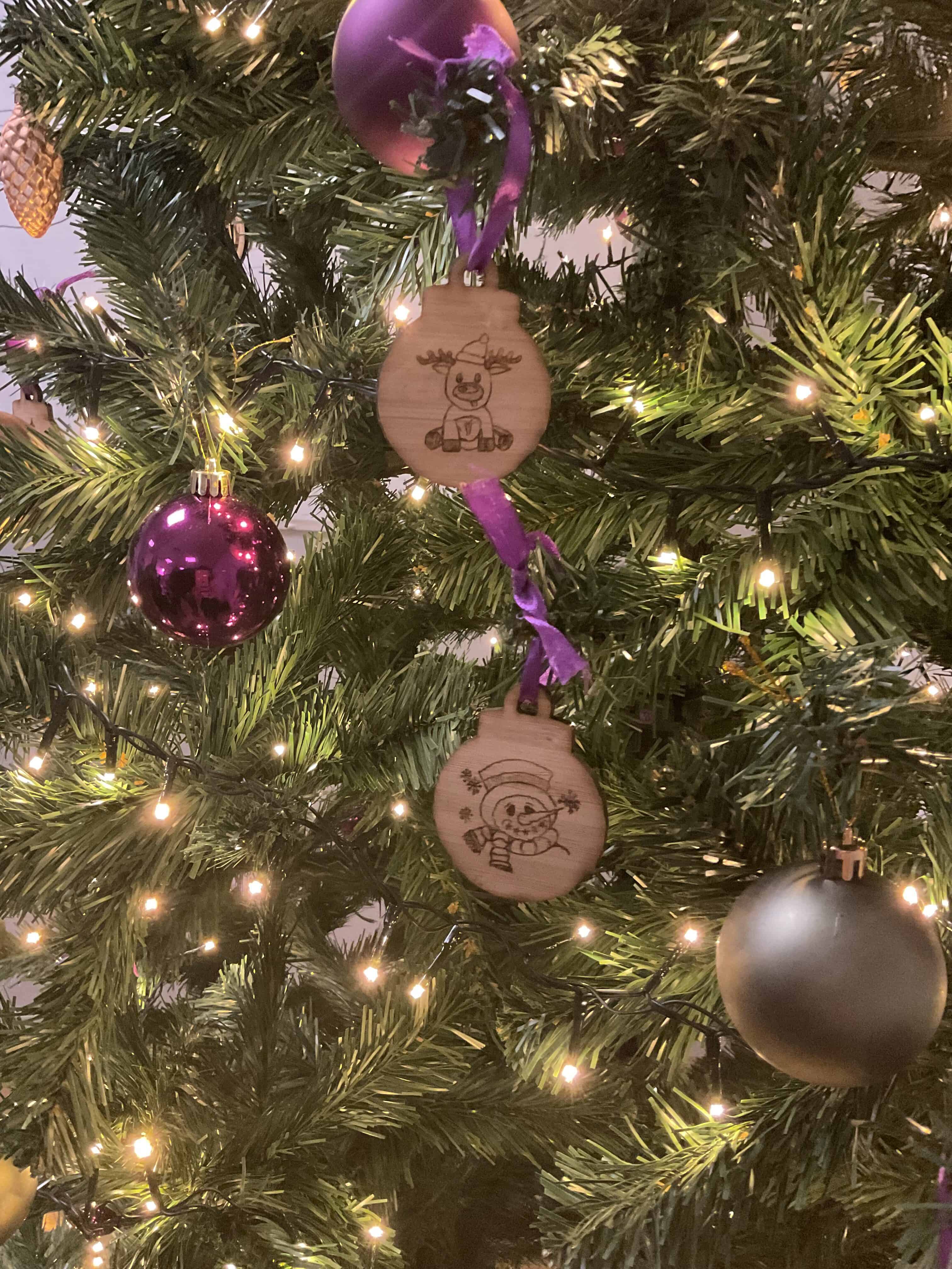 Students handmade decorations on tree