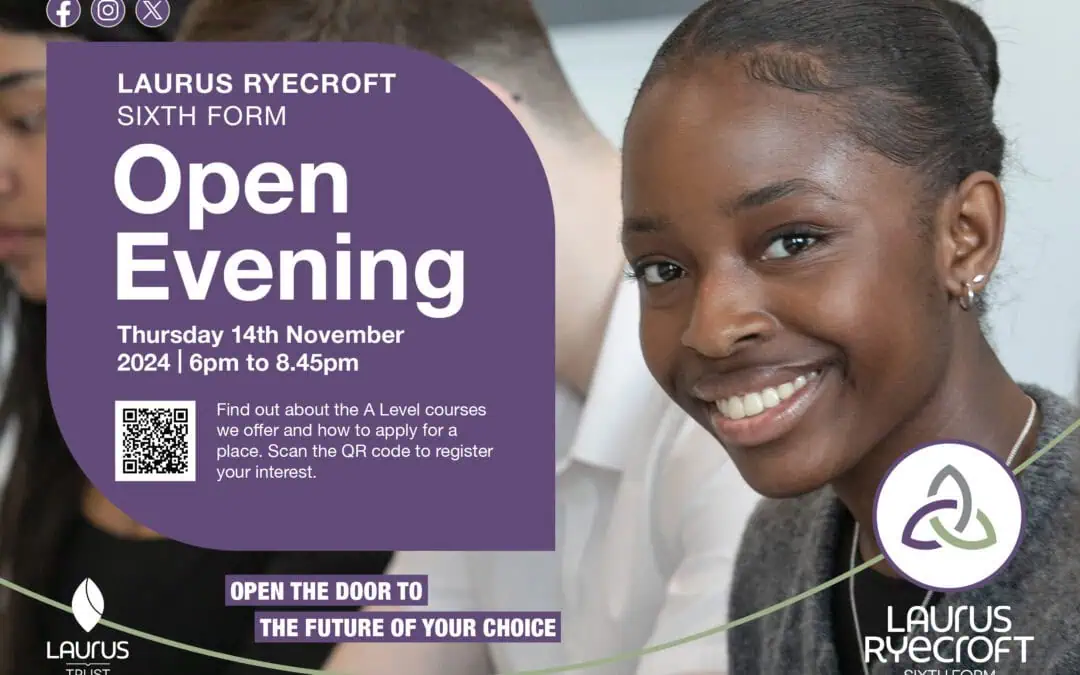 Laurus Ryecroft Sixth Form Open Evening 2024 flyer